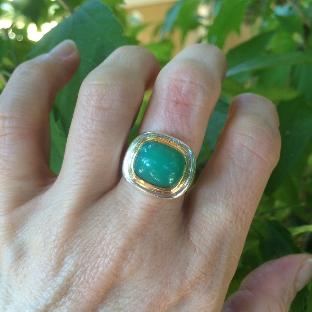 Tiffany & Co. Paloma Picasso 18k and sterling silver chrysoprase ring - Picture 3 of 6